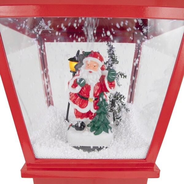 25.25 Red Musical Santa Claus Snowing Table Top Christmas Street Lamp