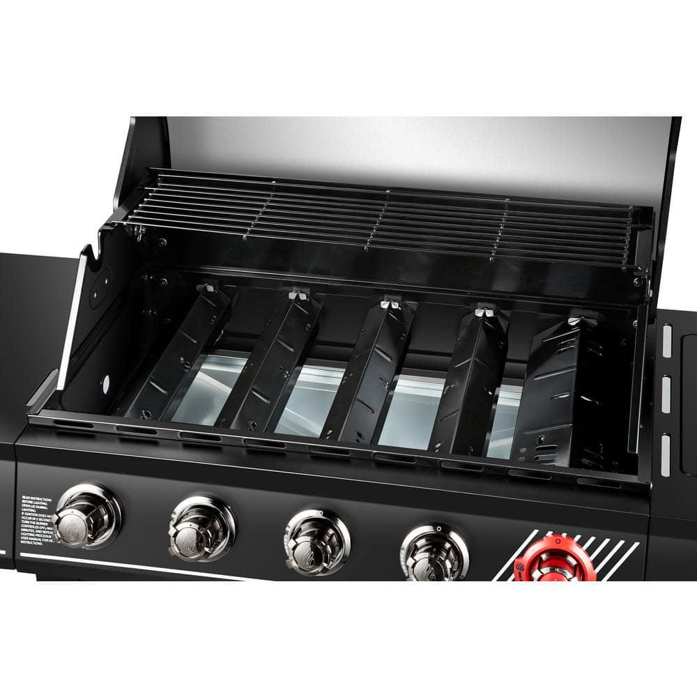 DynaGlo 5Burner Propane Gas Grill in Matte Black with TriVantage Multifunctional Cooking System