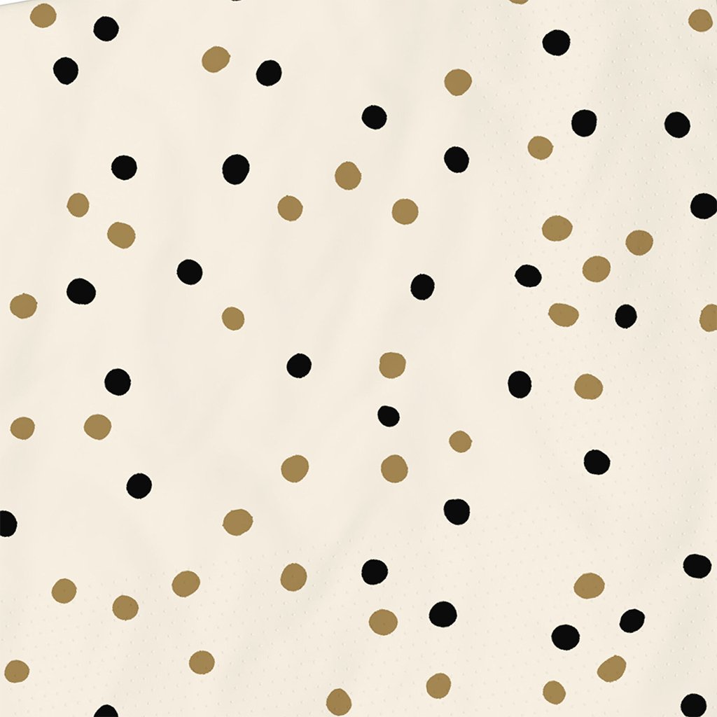 Hallmark  Black and Gold Confetti Dot Cocktail Napkins, Set of 16