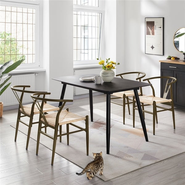 Yaheetech Modern Weave Y-Shaped Dining Chair with Solid Metal Frame