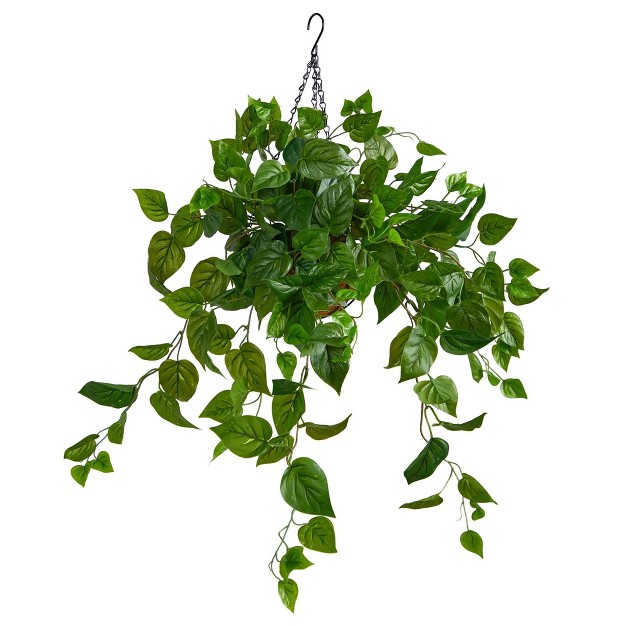 Nearly Natural 2.5-ft Philodendron Artificial Plant In Hanging Basket