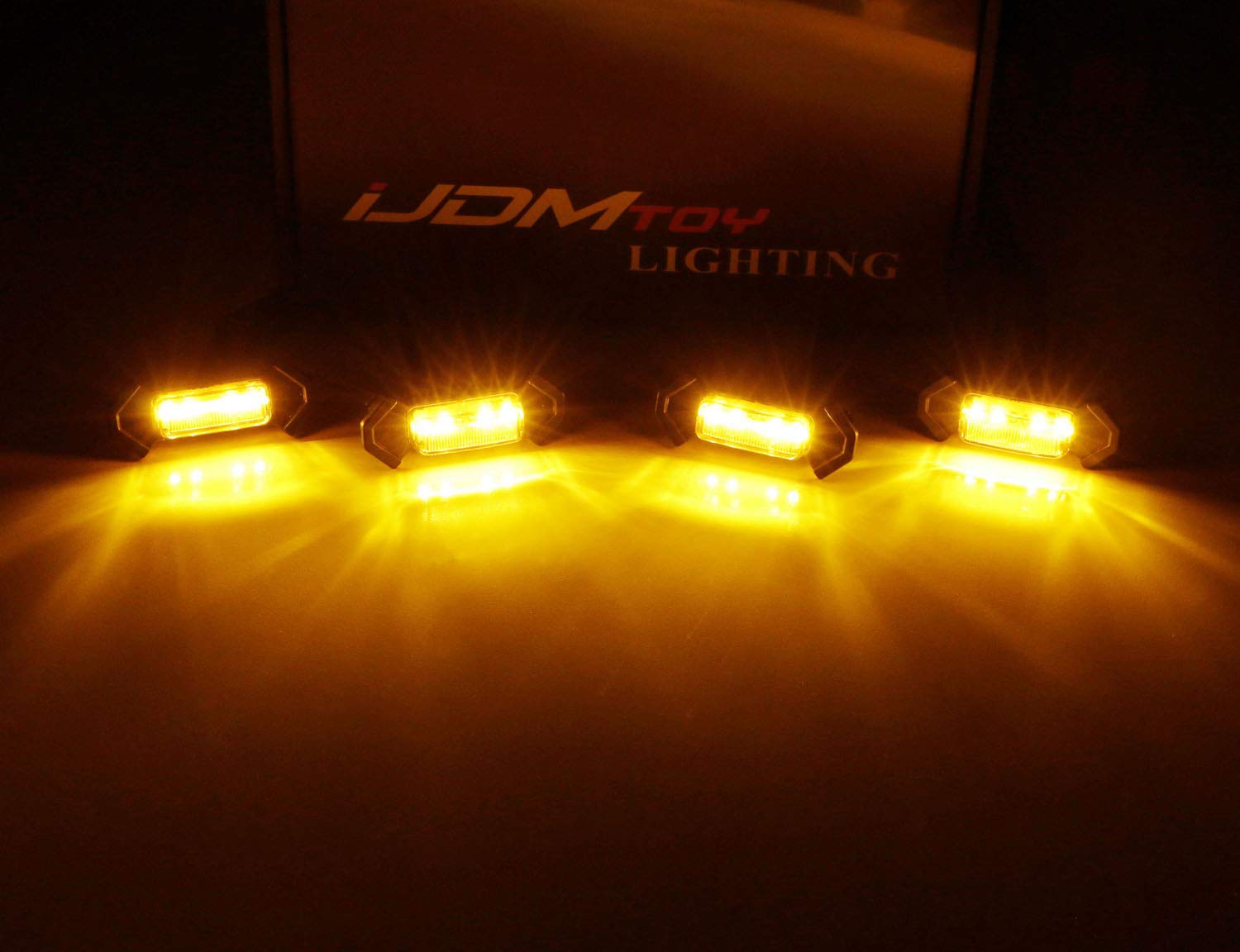 iJDMTOY 4pc Set Smoked Lens Front Grille Lighting Kit Compatible With 2016-up Toyota Tacoma w/ TRD Pro Grill ONLY， Includes (4) 4-SMD 2500K Amber LED Light Assy and Wiring Harness