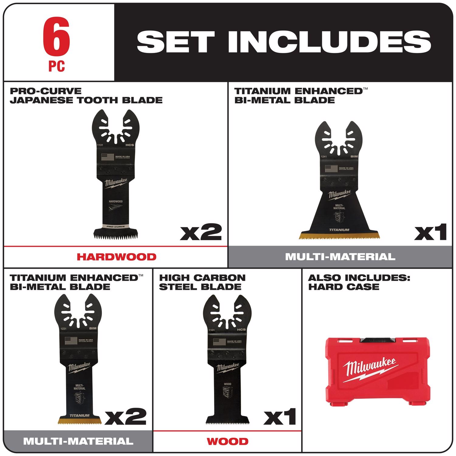 MW High Carbon Steel Open-Lok Oscillating Blade Set 6 pc