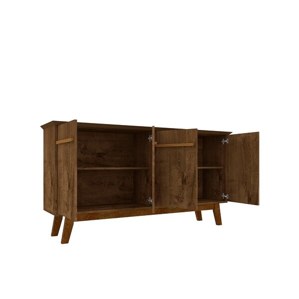 Yonkers 62.99 Sideboard with Solid Wood Legs and 2 Cabinets in Off White and Cinnamon