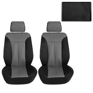 FH Group Apex90 47 in. x 1 in. x 23 in. Water-Resistant Faux Leather Car Seat Covers Front Set for Cars Coupes and Small SUVs DMPU090102GRAYBLACK