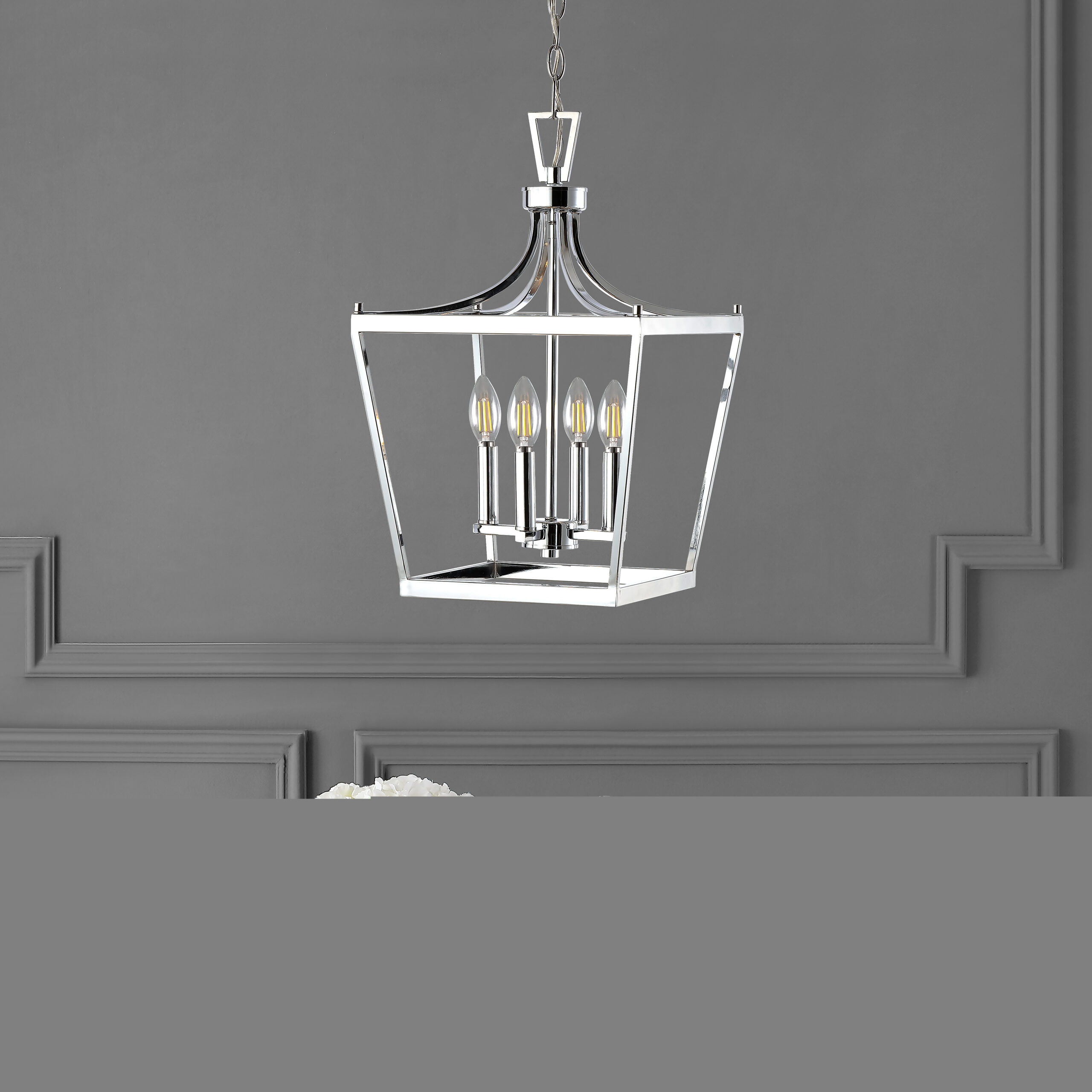 Safavieh Nichi 4 Light Industrial Pendant， Chrome