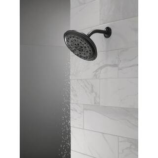 Delta 4-Spray Patterns 1.75 GPM 8.25 in. Wall Mount Fixed Shower Head with H2Okinetic in Matte Black 52487-BL