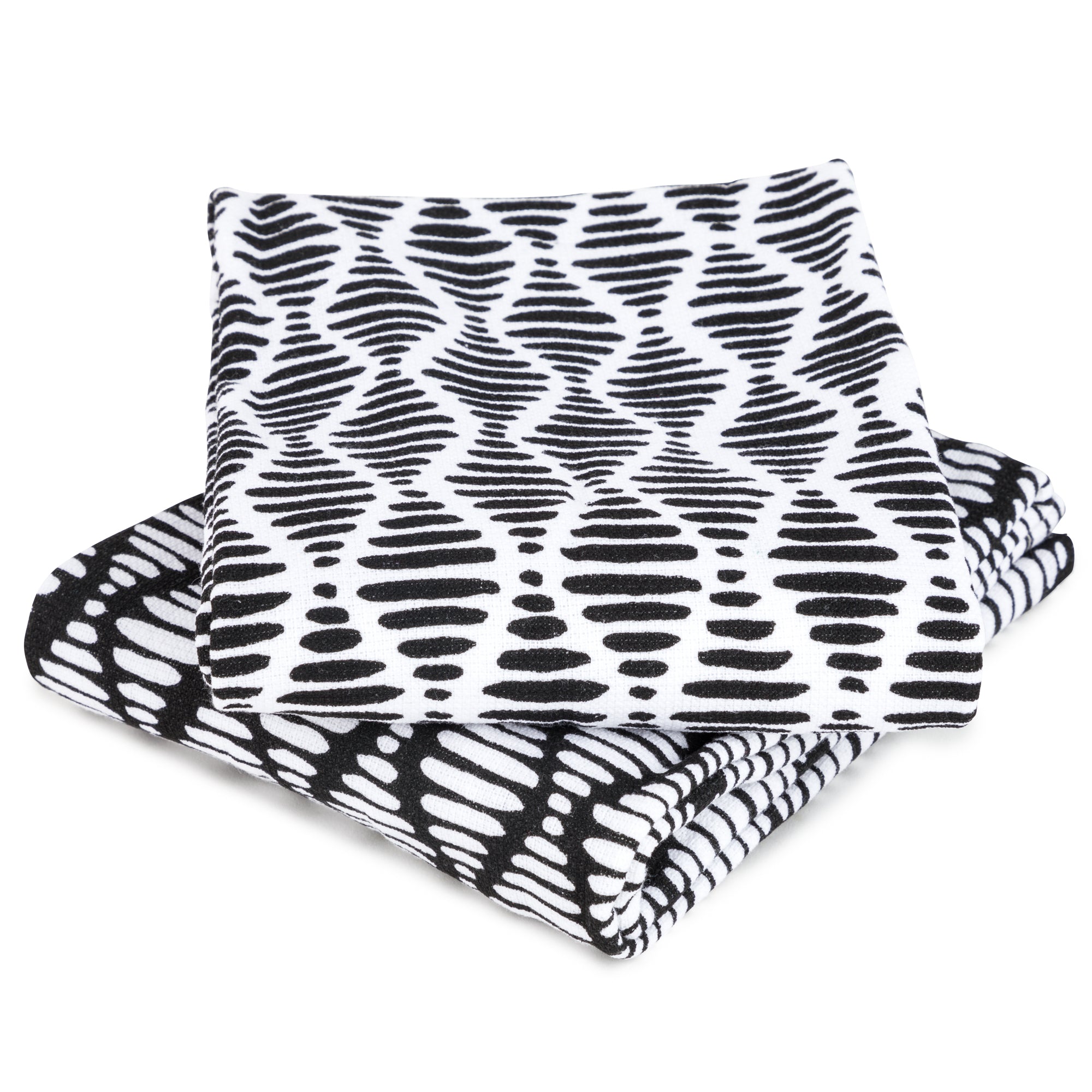 Thyme and Table Cotton Terry Kitchen Towels， Black White， 2-Piece Set