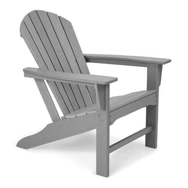 Edyo Living Hdpe Plastic Resin Heavy Duty Durable All Weather Outdoor Patio Lawn Adirondack Chair Furniture With Comfortable Contoured Seat Gray