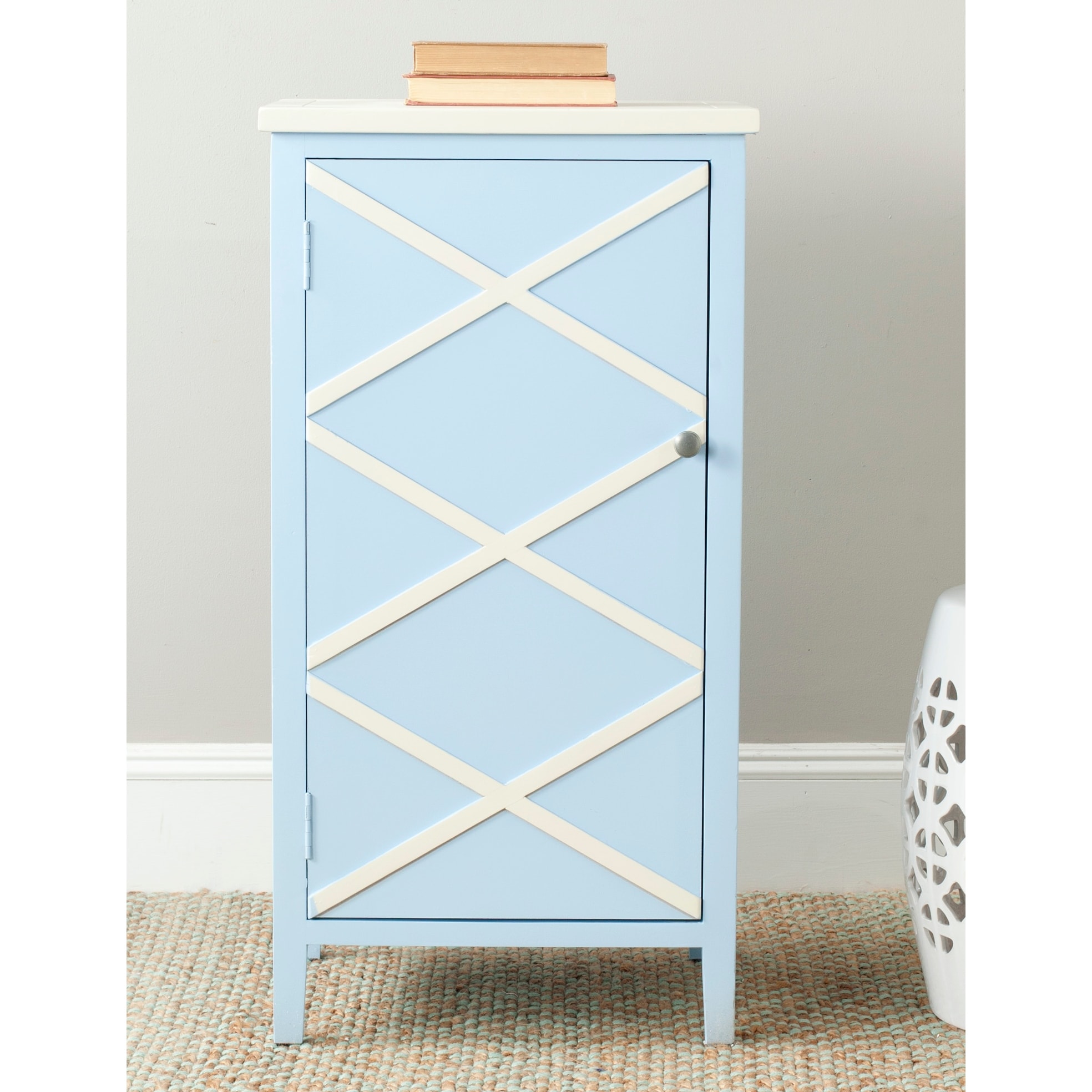 SAFAVIEH Cary Light Blue/ White Storage Small Cabinet - 0