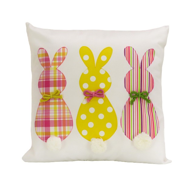 National Tree Company Bunny Trio Decorative Pillow Cream Easter Collection 16 Inches