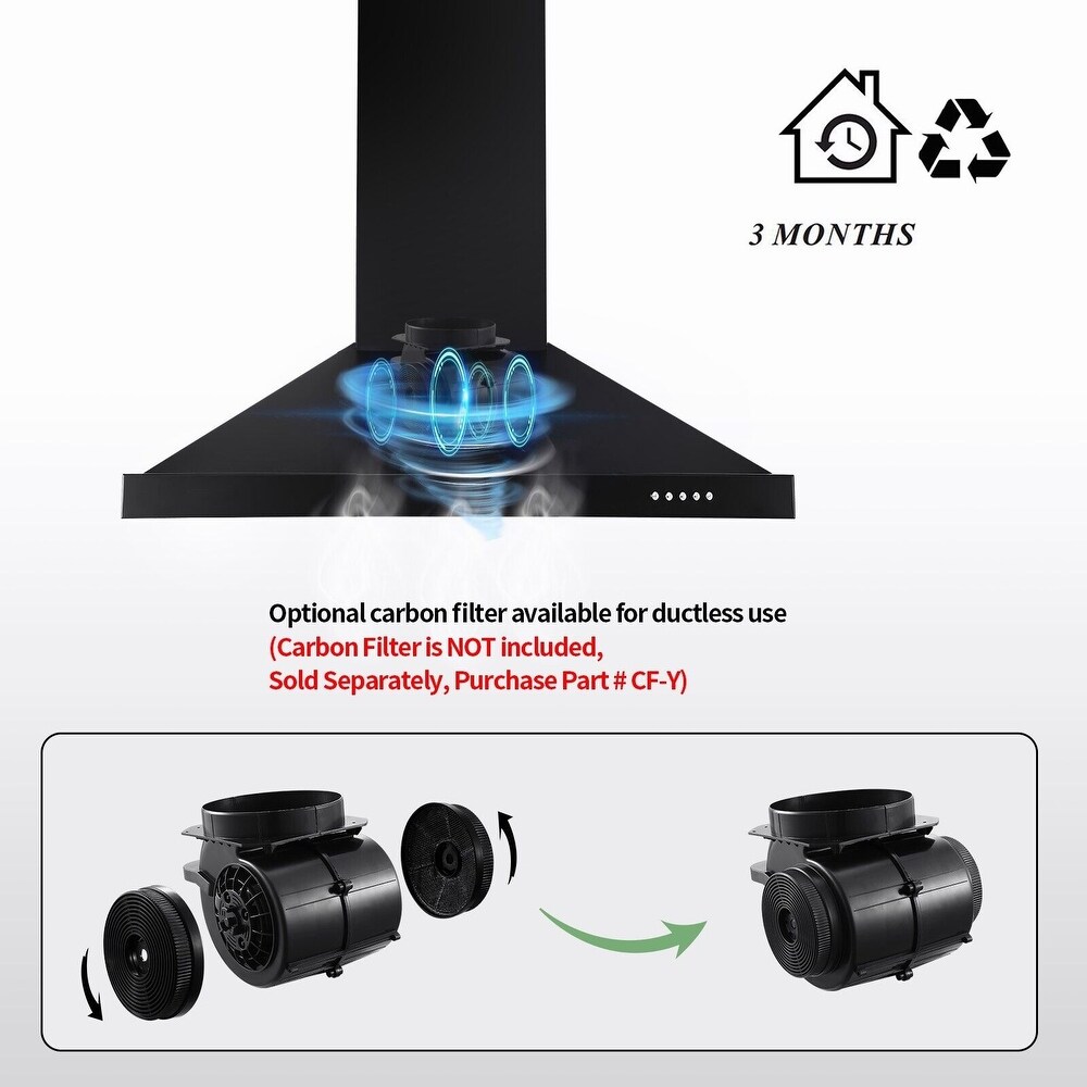24 inch Wall Mounted Range Hood Kitchen Exhaust Stove Vent Hood 450 CFM 3 Speed Fan w/LED