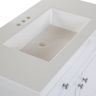 Glacier Bay Everdean 36.5 in. W x 18.8 in. D x 34.4 in. H Freestanding Bath Vanity in White with White Cultured Marble Top EV36P2-WH