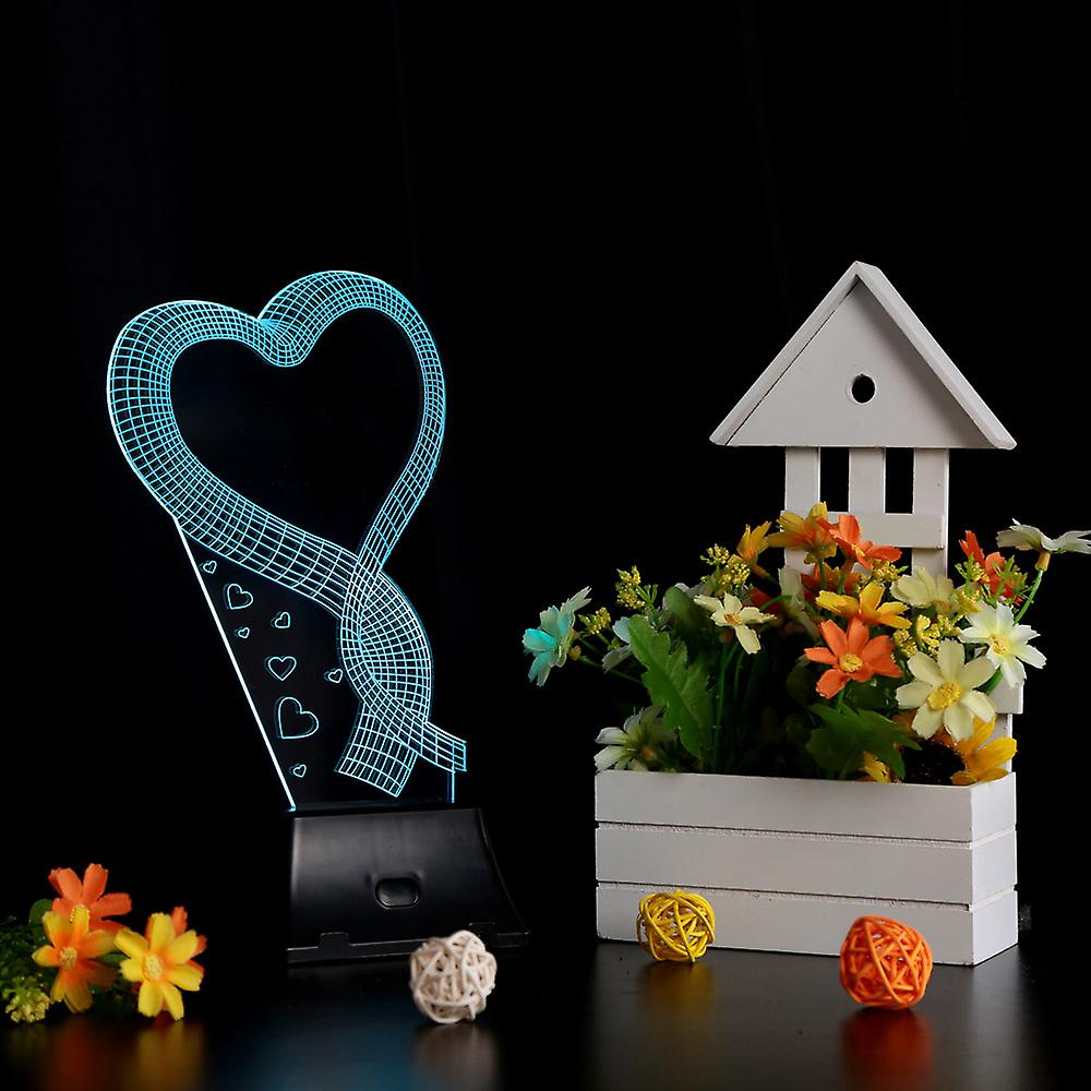 Lixada 3d Led Lamp Light Usb Loving Heart Colorful Night Light For Wedding Deco Innovative Christmas Gift Present White