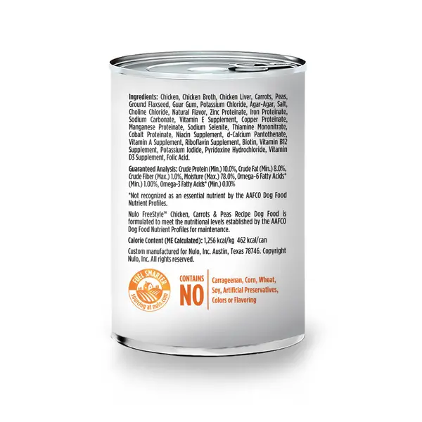 NULO 13 oz FreeStyle Adult Dog Grain Free Chicken， Carrots and Peas Canned Dog Food