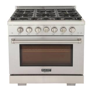 Kucht Professional 36 in. 5.2 cu. ft. Propane Gas Range with Two 21K Power Burners and Convection Oven in Stainless Steel KFX360LP