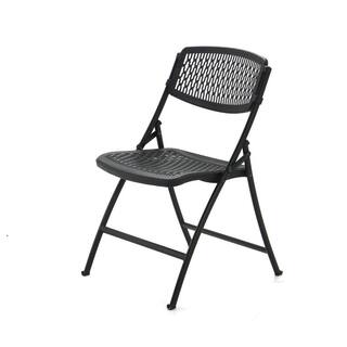 HDX Plastic Seat Folding Chair in Black 2FF0010P