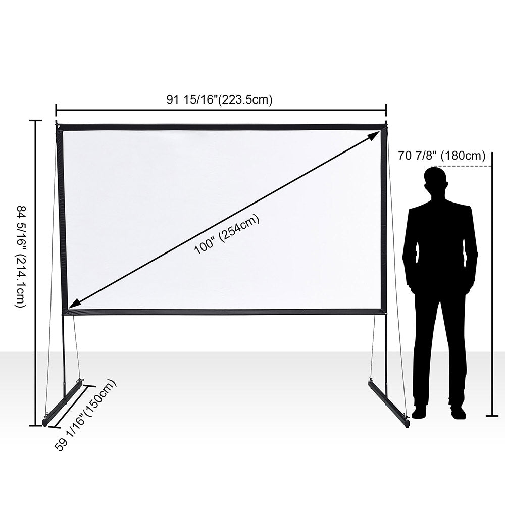 Yescom Outdoor Portable Projection Screen PVC w/ Metal Stand 100in 16:9