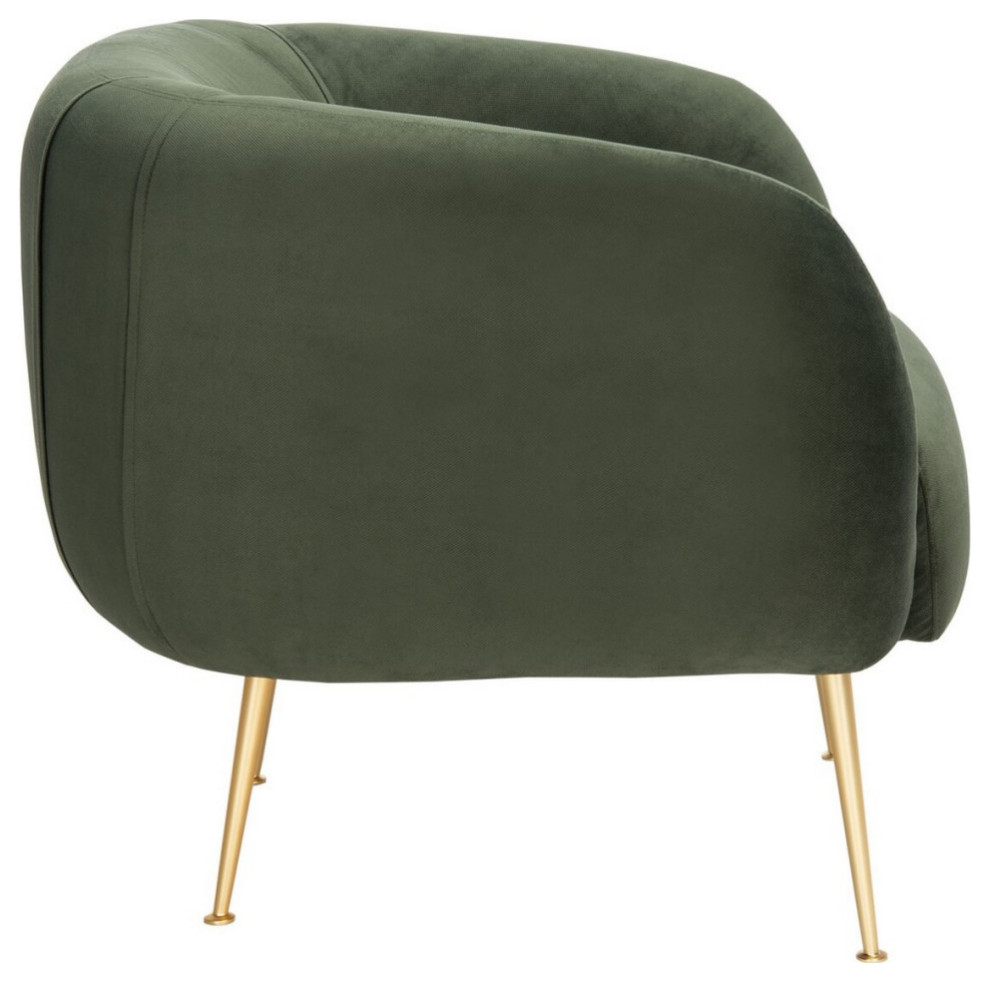 Thimble Poly Blend Accent Chair Green/Gold   Midcentury   Armchairs And Accent Chairs   by AED Luxury Home Decor  Houzz