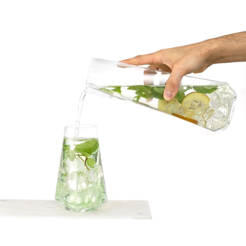 JoyJolt Infiniti Beverage Pitcher 43Oz Deluxe Glass Pitcher