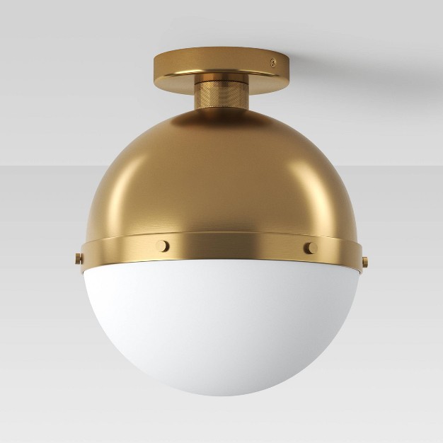 Globe Flush Mount Light Fixture Brass white