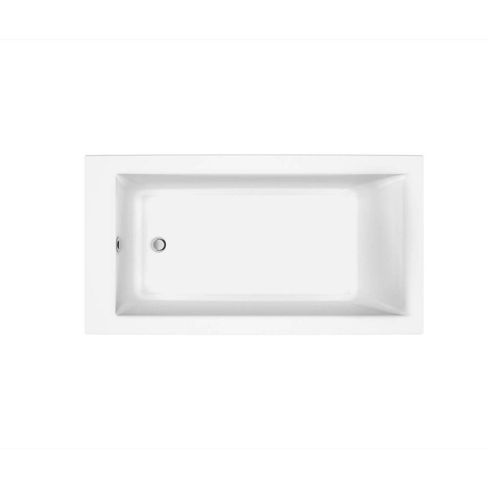 MAAX Elinor 60 in. Fiberglass End Drain Non-Whirlpool Flatbottom Freestanding Bathtub in White 106426-000-002-100