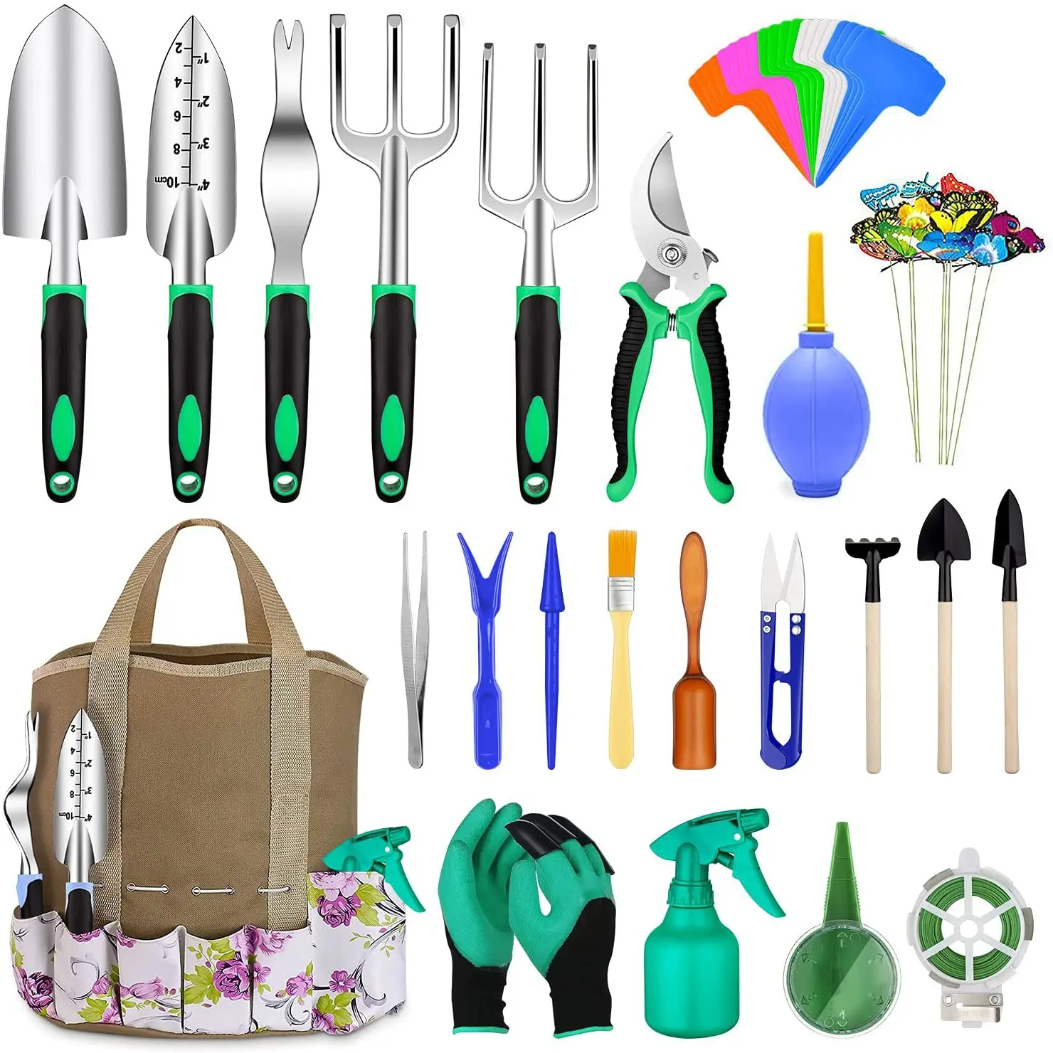 12PCS Garden Tools Kit Set Wholesales Aluminum oy Agricultural Gardening Hand Tools Bag Weeder Rake Shovel Trowel and More