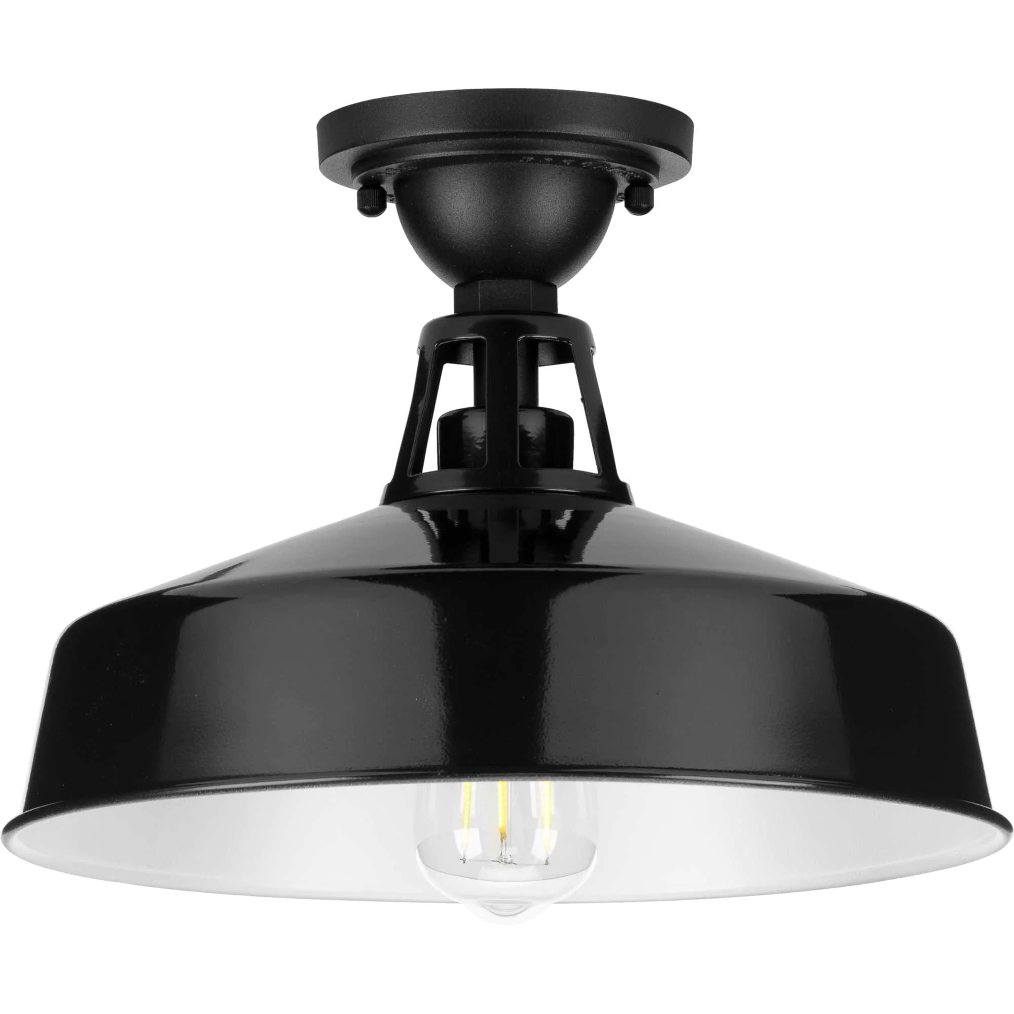 Progress Lighting P550070-031 Cedar Springs 13.25-in W Black Outdoor Flush Mount Light