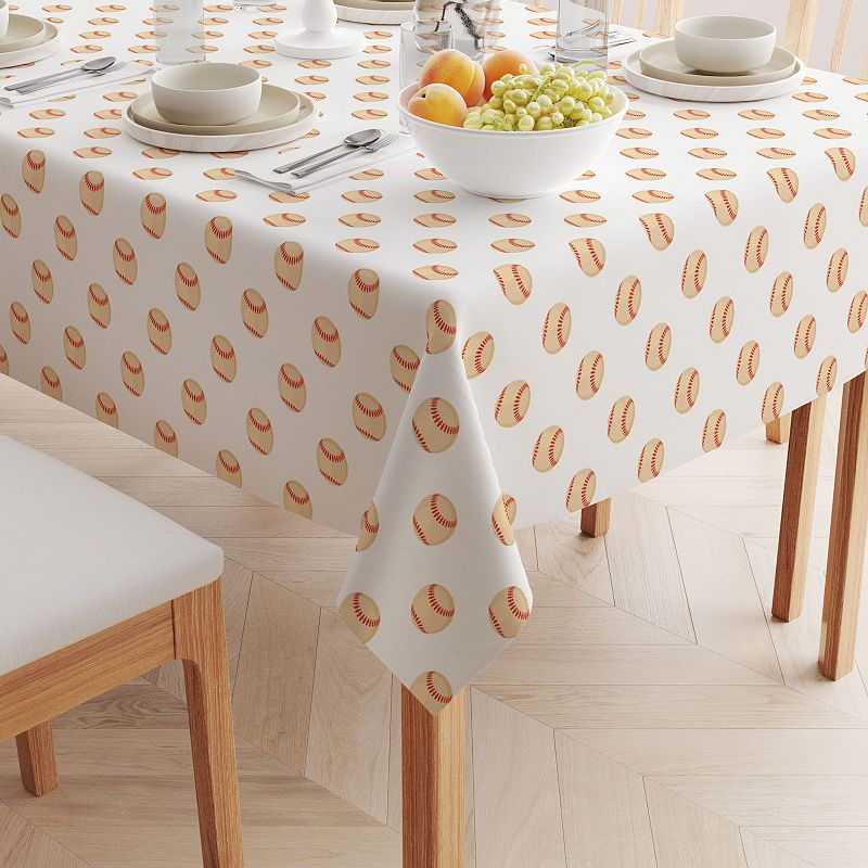 Square Tablecloth， 100% Polyester， 54x54， Baseballs