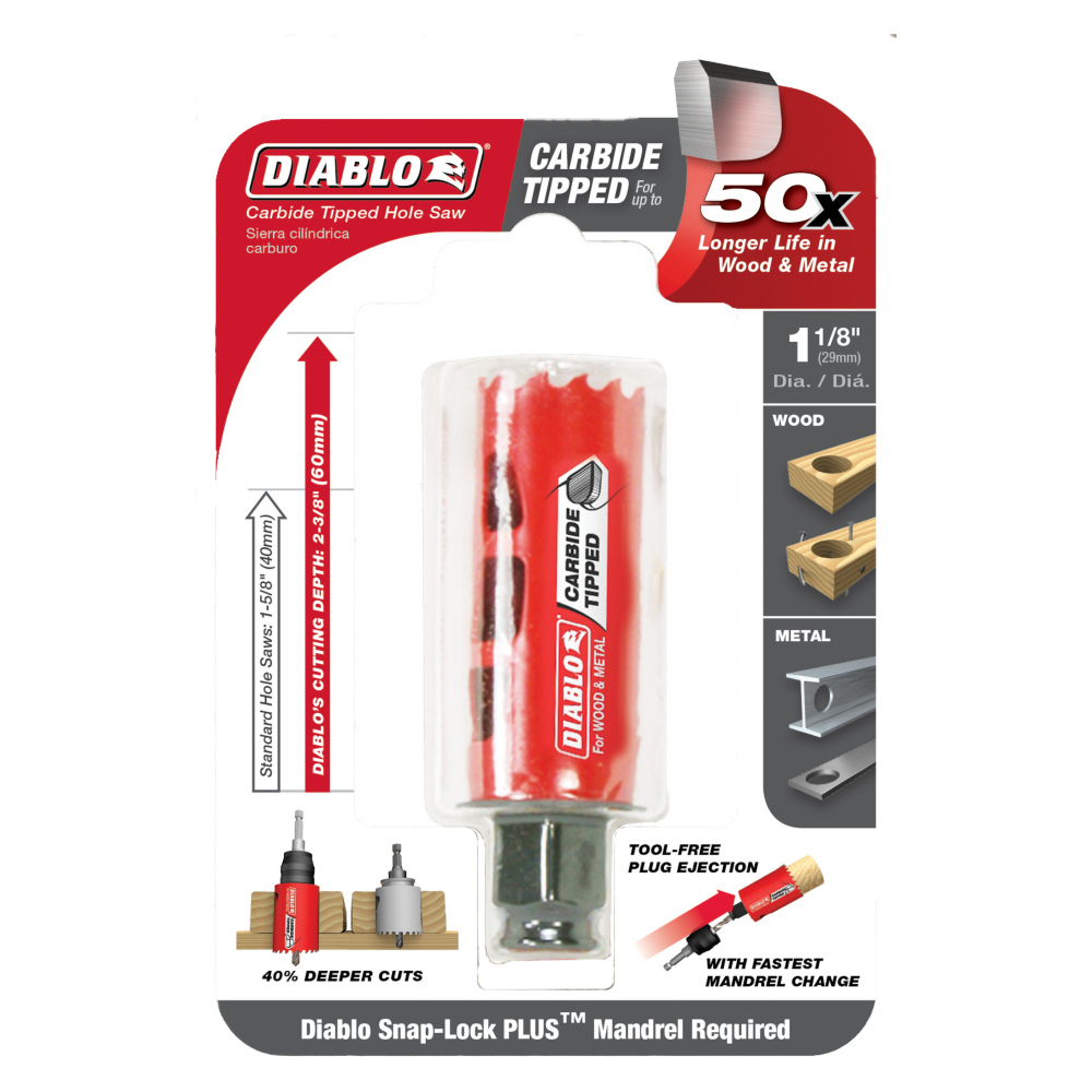 Diablo Tools 1-1/8 (29mm) Carbide-Tip Wood and Metal Holesaw