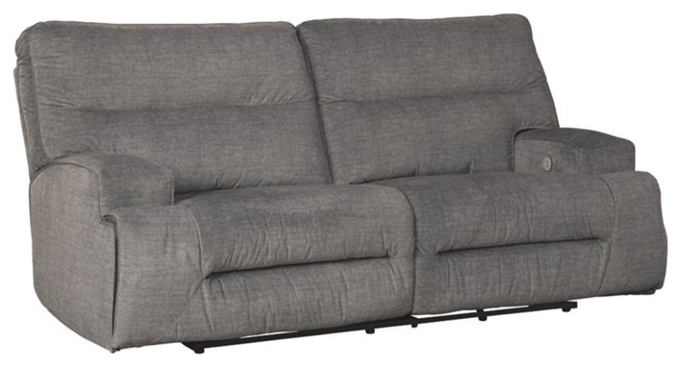 Bowery Hill Contemporary Fabric Gray 2 Seat Power Reclining Sofa   Transitional   Loveseats   by Homesquare  Houzz