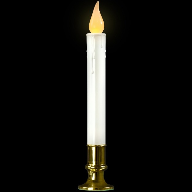 White Led Flickering Christmas Candle Lamp With Brass Base