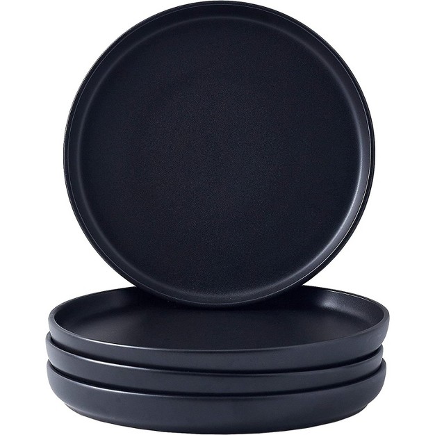 Round Ceramic Plate Set Of 4 Black