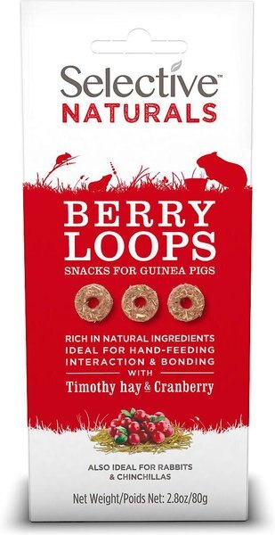 Science Selective Berry Loops Timothy Hay and Cranberry Small Animal Treats， 2.8-oz box， case of 4