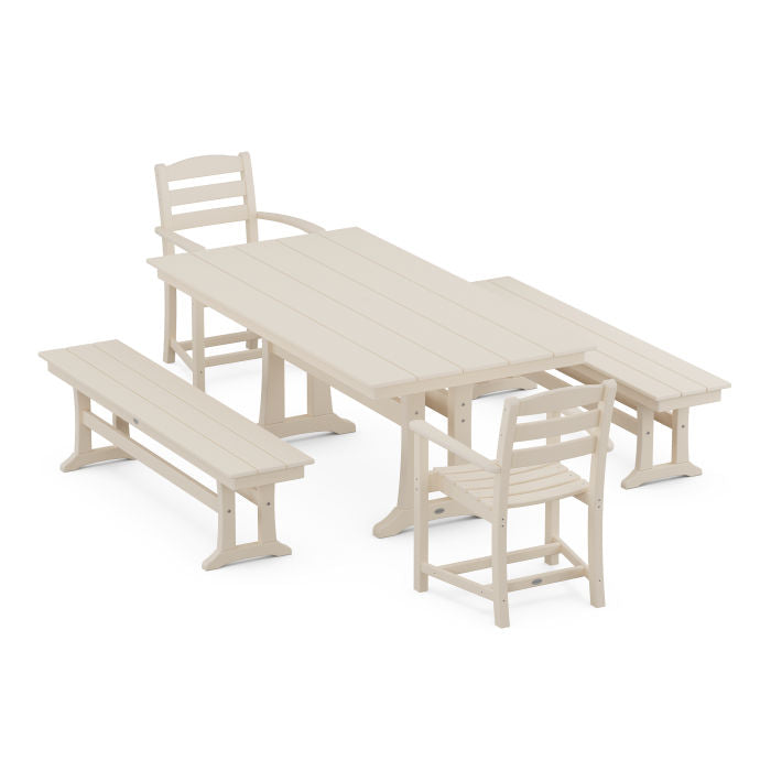 Polywood La Casa Cafe 5-Piece Farmhouse Dining Set With Trestle Legs PWS1004-1