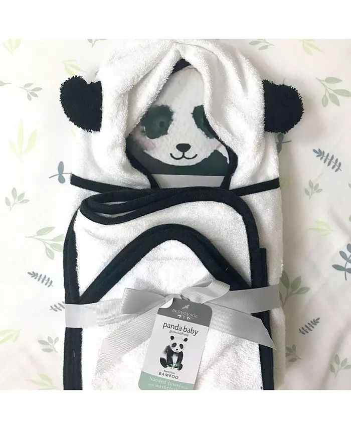 BedVoyage Panda Baby Viscose from Bamboo Hooded Bath Towel Set 2pc Set