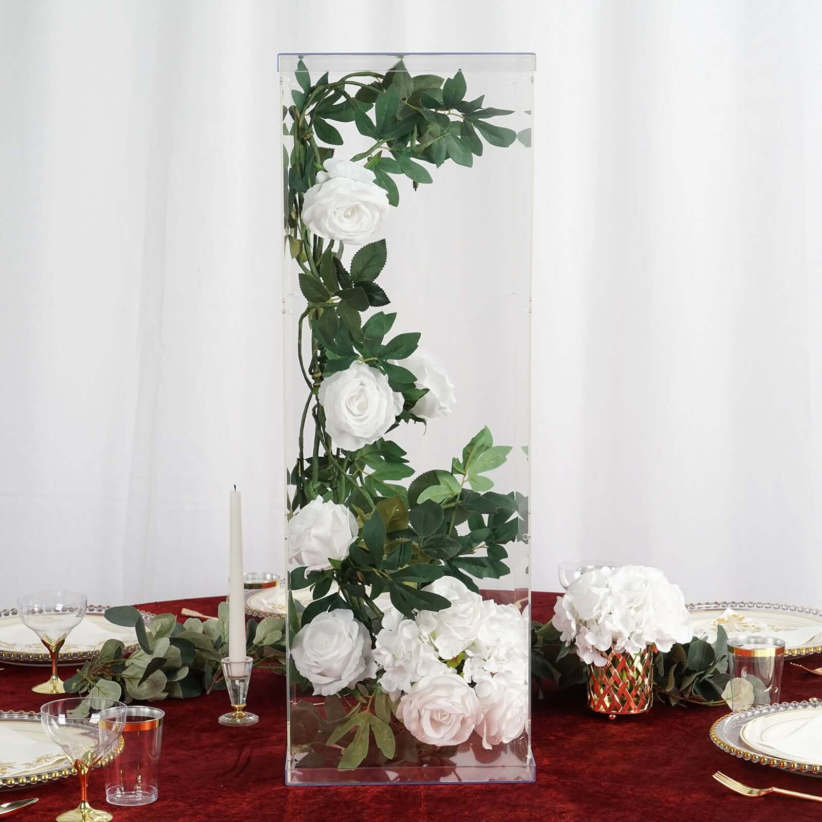 Clear Acrylic Pedestal Riser, Transparent Display Box with Interchangeable Lid and Base 32