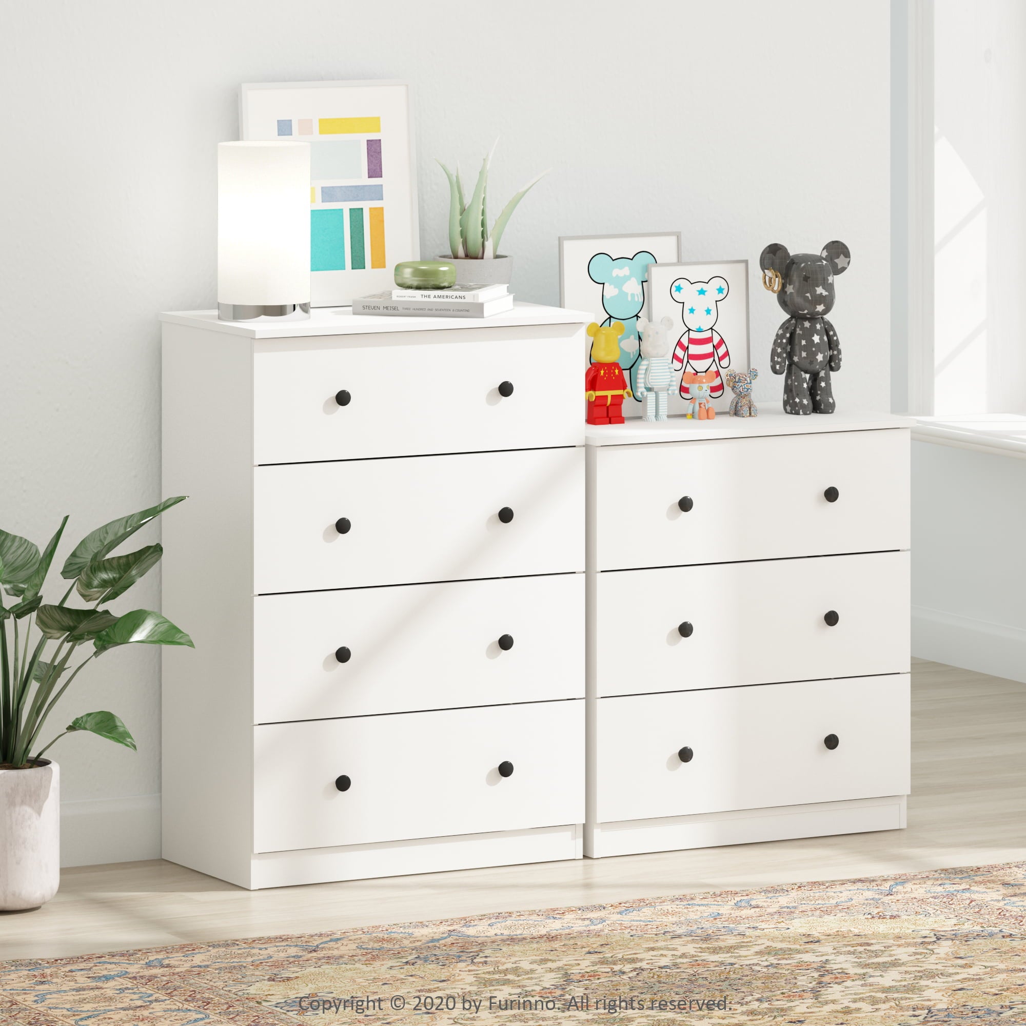 Furinno Tidur Simple Design 4-Drawer Dresser, Solid White