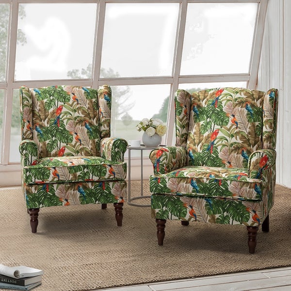 Epimethis Traditional Fabric Accent Armchair with Turned Legs Set of 2 by HULALA HOME