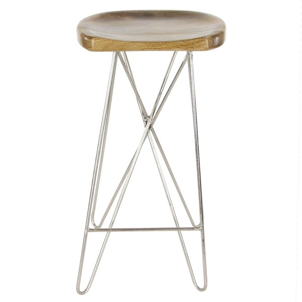 Brown Wood Contemporary Bar Stool - 16 x 16 x 30