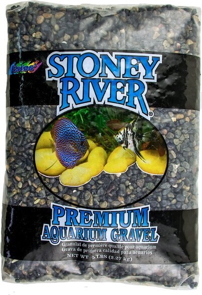 Stoney River Black Beach Pebbles Premium Aquarium Gravel， 5-lb bag