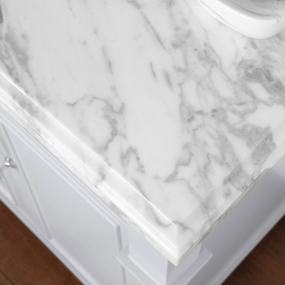 Home Decorators Collection Aberdeen 30 in. W x 22 in. D x 34.5 in. H Bath Vanity in Dove Gray with White Carrara Marble Top Aberdeen 30G