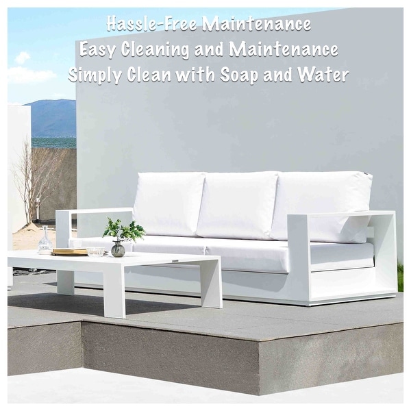 Faena White 4Piece Aluminum Outdoor Conversation Seating Set