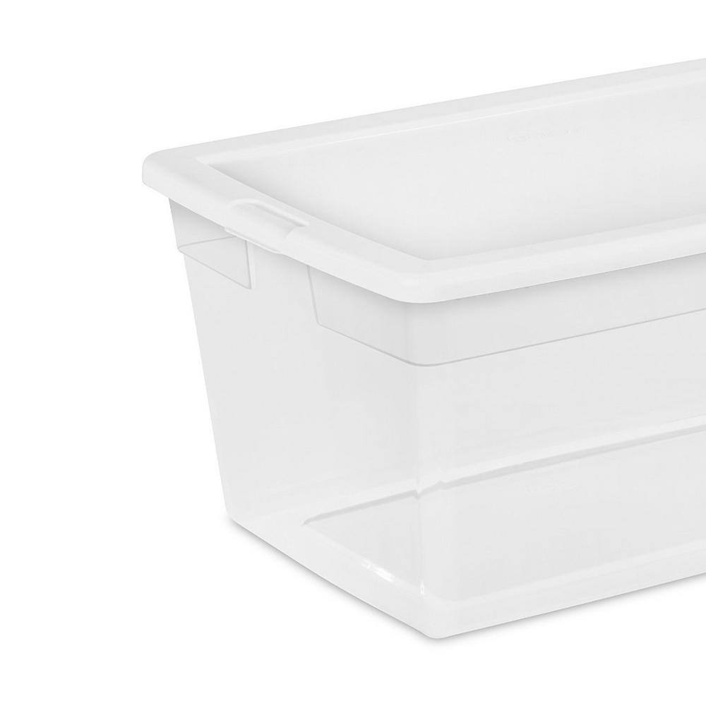 Sterilite 90-Quart Storage Box with Clear Base and White Lid (8 Pack) 16668004 8 x 16668004