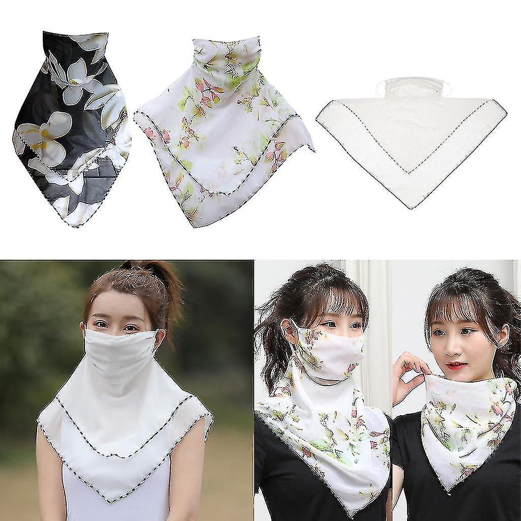 3pcs Womens Face Mask Scarf Travel Dust-proof Breathable Silky Shade