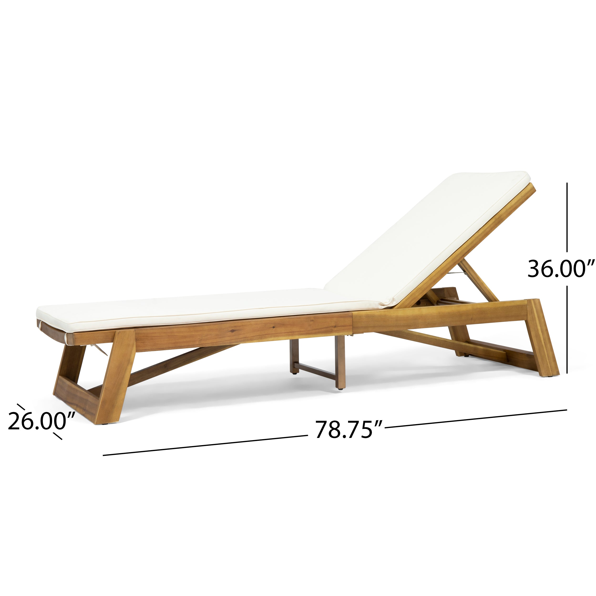 Adelaide Outdoor Acacia Wood Chaise Lounge and Cushion Set