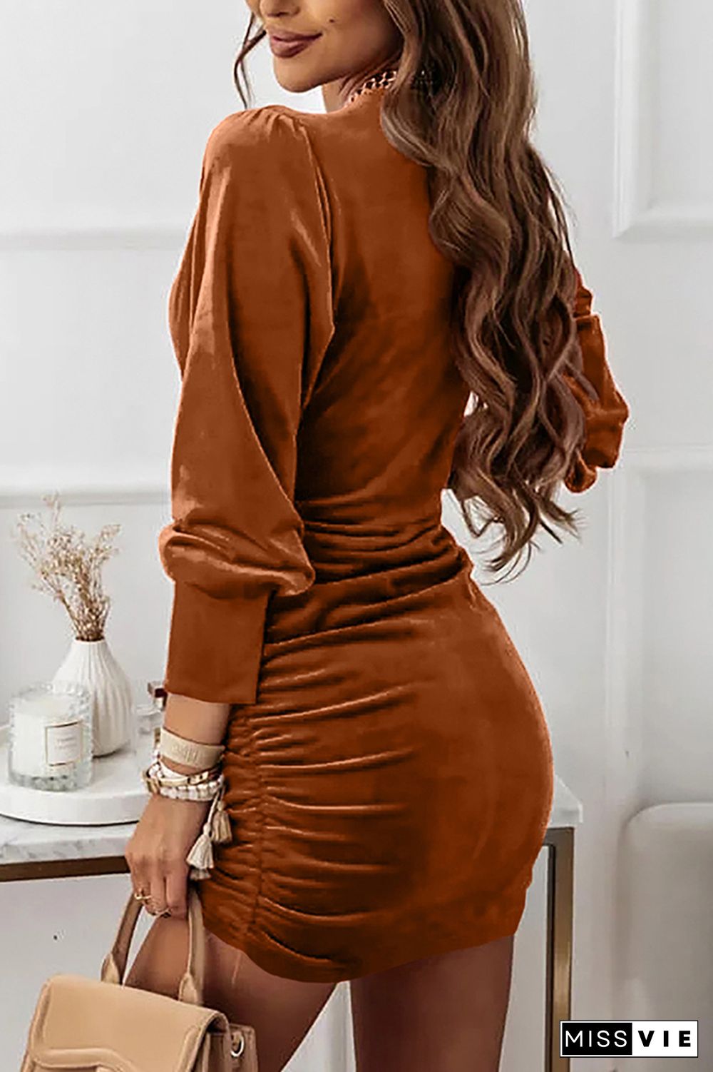 V Neck Twisted Hollow Out Bodycon Dress