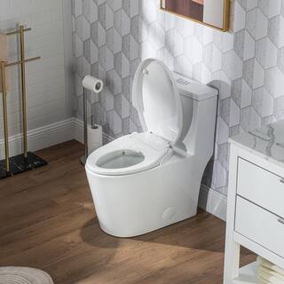 Casta Diva Elongated Bidet Toilet Combo Dual Flush 0.91.28 GPF in White with Non-Electric Bidet Seat CD-BT04