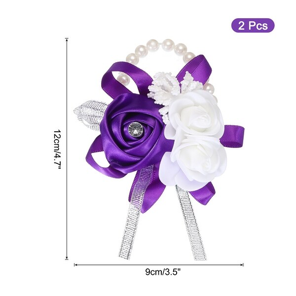 Wrist Corsage Artificial Flower Bracelets Pack of 2 Rose Wrist