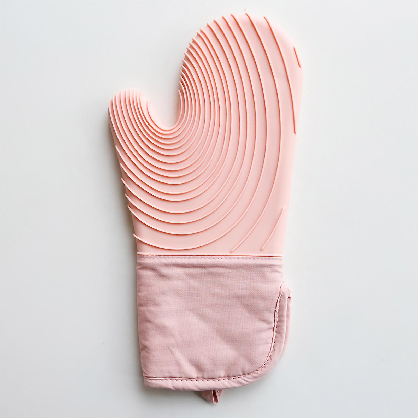 Silicone Oven Mitt Slip Proof Heat Resistant Kitchen Microwave Glove Waterproof Oven Mitt Pink